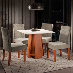 Conjunto Sala de Jantar Mesa Quadrada com 4 Cadeiras Beatriz Espresso Móveis - 1