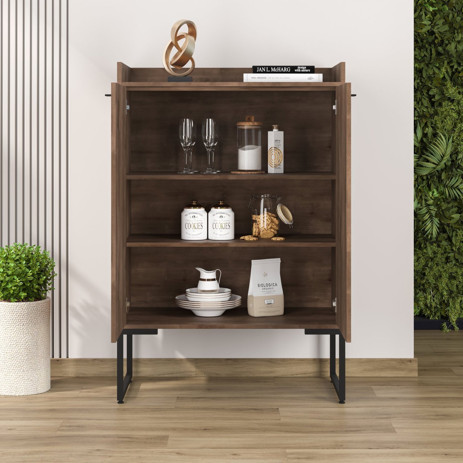 Armário Para Escritório Alto Industrial 2 Portas Iron Espresso Móveis - 2
