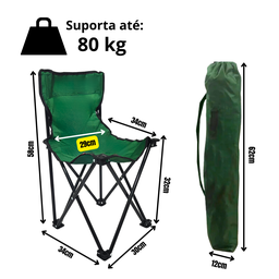 Cadeira para Camping Dobravel Portatil Brisa 80 Kg Verde Lu0104_vd - 9