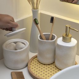 Porta Sabonete Liquido de Ceramica Branco Oikos - 2