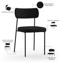 Ver imagem 4 de Kit 08 Cadeiras Decorativas Estofadas para Sala de Jantar Melina L02 Crepe Preto - Lyam Decor