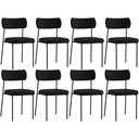 Ver imagem 1 de Kit 08 Cadeiras Decorativas Estofadas para Sala de Jantar Melina L02 Crepe Preto - Lyam Decor