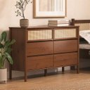 Ver imagem 2 de Cômoda Grande 6 Gavetas Horizontal Madeira Palhinha Quarto Adulto Castanho Cefira