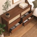 Ver mais imagens de Cômoda Grande 6 Gavetas Horizontal Madeira Palhinha Quarto Adulto Castanho Cefira