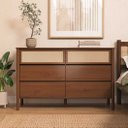 Ver imagem 1 de Cômoda Grande 6 Gavetas Horizontal Madeira Palhinha Quarto Adulto Castanho Cefira