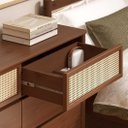 Ver imagem 5 de Cômoda Grande 6 Gavetas Horizontal Madeira Palhinha Quarto Adulto Castanho Cefira