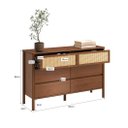 Ver imagem 3 de Cômoda Grande 6 Gavetas Horizontal Madeira Palhinha Quarto Adulto Castanho Cefira