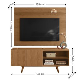 Painel para Tv Maia com Rack Aldan - Colibri Móveis - Freijo - 4