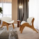 Ver imagem 2 de Kit 2 Poltronas Decorativa Orgânica Sala Living Kadosh L02 Linho Champagne - Lyam Decor