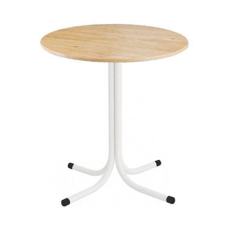 Mesa de Jantar Redonda 80cm Branca Tampo Madeira Pinus