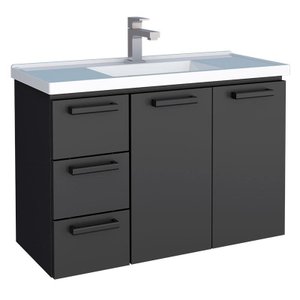 Gabinete Para Banheiro Aço Damasco Suspenso 80 Com Lavatório Cozimax Preto