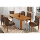 Ver imagem 1 de Conjunto: Mesa de Cozinha Pietá Tampo Curvo 180cm+6 Cadeiras Maldivas Madeira Naturale/Off White -