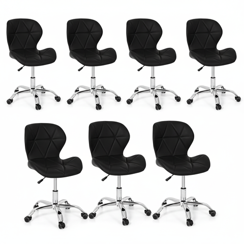 Conjunto 7 Cadeiras Office Eiffel Slim Giratória Ajustável Preta