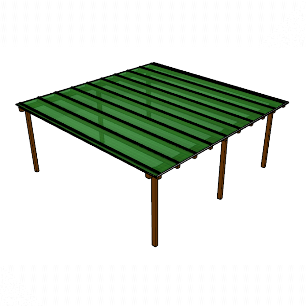 Cobertura Policarbonato Alveolar 6,00m x 6,00m - Verde 6mm