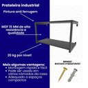 Ver imagem 3 de Prateleira Industrial Suspensa Estante Parede Nicho Branca Ferro e Madeira Suporte Pratileira