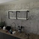 Ver imagem 1 de Prateleira Industrial Suspensa Estante Parede Nicho Branca Ferro e Madeira Suporte Pratileira