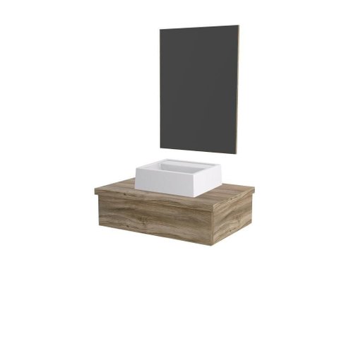 Conjunto Bancada C-cuba Q32 e Espelheira Metrópole 601 Branco Chess Carvalho