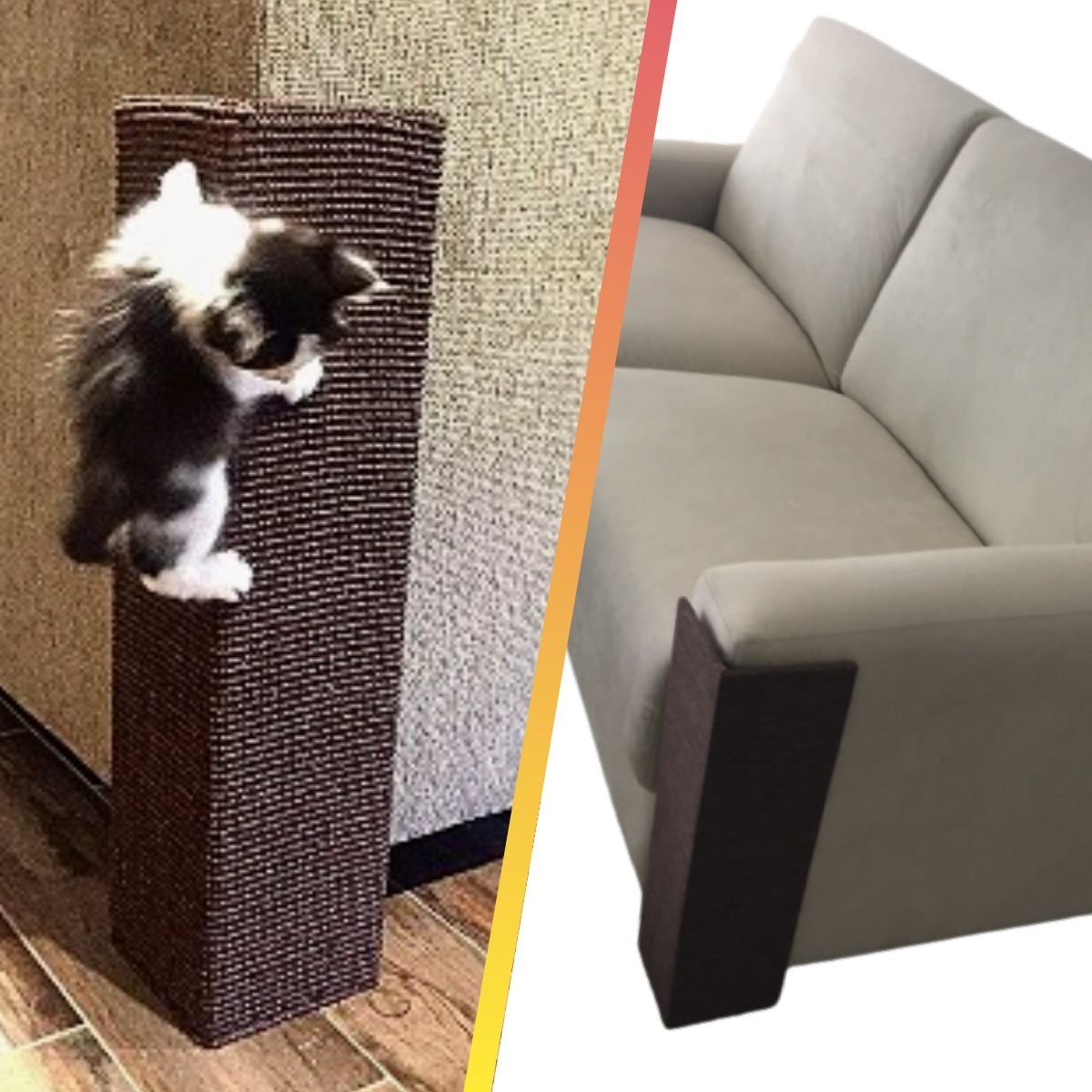 Arranhador para Gatos 14x60 protetor de sofá Cor:Cinza Mescla Claro