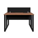 Ver imagem 4 de Conjunto Mesa Plataforma de Trabalho 2 Lugares 120x120cm Nogal e Preto Industrial