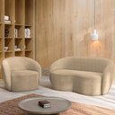 Ver imagem 1 de Conjunto 1 Sofá Living 160cm e 1 Poltrona Decorativa Sala de Estar Íbis Encosto Fixo Bouclê Bege G33