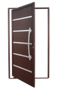 Ver imagem 1 de Porta Pivotante Alumínio Lambril Premium c/Puxador D.Marrom Corten 120 Brimak