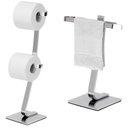 Ver imagem 2 de Porta Papel Higiênico Duplo e Toalha de Rosto Cromado F.bali
