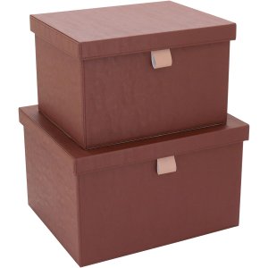 HOME&CO CAIXA ORGANIZADORA SINTÉTICO MARROM 2PÇ