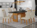 Ver imagem 1 de Conjunto Sala de Jantar Lara 1,80m com 6 Cadeiras Clara Plus Cinamomo/Chumbo/Joli Palha