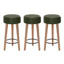 Ver imagem 1 de Kit 03 Banquetas Cozinha Paris Estofada D-33 Pés de Madeira Rosqueáveis Corano Verde - Desk