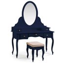 Ver imagem 1 de Penteadeira Louvre com Banqueta Pés Luis Xv 177 X 136 X 45 Cm (a X L X P) - Cor Azul Petróleo