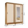 Guarda-roupa Casal 2 Portas 2 Gavetas com Espelho Flex Nature/off White/cinza - Briz - 4