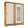 Guarda-roupa Casal 2 Portas 2 Gavetas com Espelho Flex Nature/off White/cinza - Briz - 2