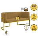 Ver imagem 2 de Sofá Namoradeira 2 Lugares Moderna Base Metal Gold – Balaqui Cor:capuccino