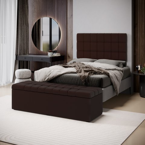 Kit Painel Rana 140 e Calçadeira Alpha Couro Aradecor