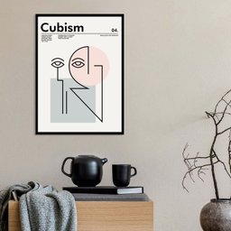 Quadro Poster Cubismo - Picasso 24x18cm - com Vidro:madeira Preta - 2