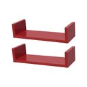Ver imagem 1 de Kit 2 Prateleiras U 40 X 15cm Vermelha Suporte Invisível
