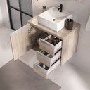 Ver imagem 3 de Conjunto Gabinete Banheiro Completo Prisma 60cm - Madeirado Inteiro com Tampo Vidro