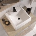 Ver imagem 2 de Conjunto Gabinete Banheiro Completo Prisma 60cm - Madeirado Inteiro com Tampo Vidro