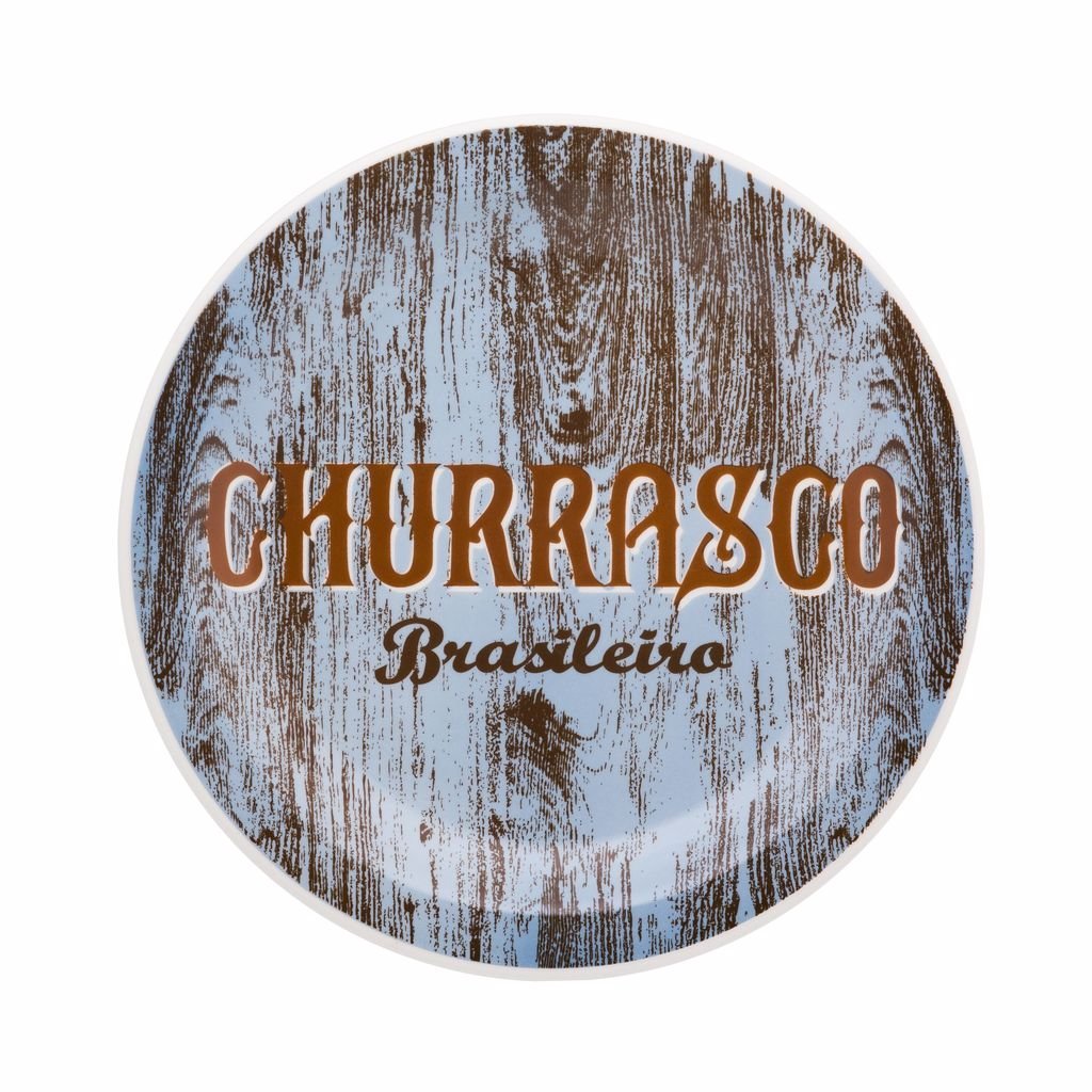 Kit 8 Pratos Rasos Churrasco Azul Blue Oxford® Ceramica 26cm