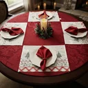 Ver imagem 3 de Kit Mesa Posta Natal Natalina Toalha de Mesa 6 Lugares Grande, 6 Jogo Americano, 6 Guardanapos, Vela