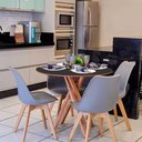 Ver imagem 2 de Mesa de Jantar Redonda de Madeira de 90cm na Cor Preta