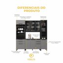 Ver imagem 5 de Cozinha Modulada Compacta 4 Peças 240cm 10 Portas 4 Gavetas com Tampo Mônaco Cinza Chumbo/Titânio