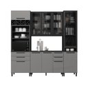 Ver imagem 3 de Cozinha Modulada Compacta 4 Peças 240cm 10 Portas 4 Gavetas com Tampo Mônaco Cinza Chumbo/Titânio