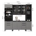 Ver imagem 4 de Cozinha Modulada Compacta 4 Peças 240cm 10 Portas 4 Gavetas com Tampo Mônaco Cinza Chumbo/Titânio