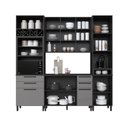 Ver imagem 2 de Cozinha Modulada Compacta 4 Peças 240cm 10 Portas 4 Gavetas com Tampo Mônaco Cinza Chumbo/Titânio