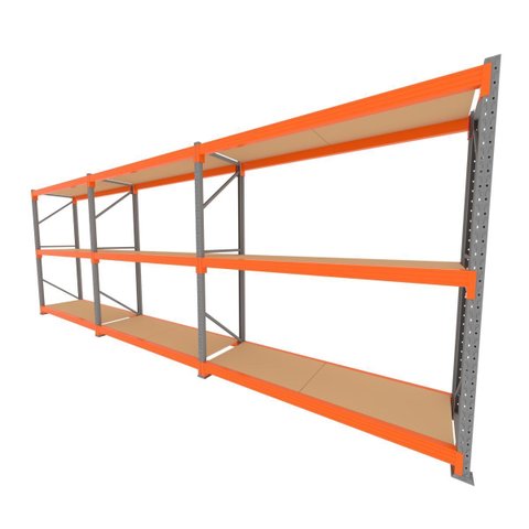 Mini Porta Pallet 200 Kg por Nivel Inicial +2 Continuação com 3 Niveis Laranja com Mdf Cru