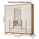 Ver imagem 4 de Guarda Roupa Casal Denver 6 Portas de Bater 4 Gavetas MDP Freijo Off White Moval Móveis