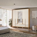 Ver imagem 5 de Guarda Roupa Casal Denver 6 Portas de Bater 4 Gavetas MDP Freijo Off White Moval Móveis