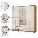 Ver imagem 6 de Guarda Roupa Casal Denver 6 Portas de Bater 4 Gavetas MDP Freijo Off White Moval Móveis