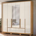 Ver imagem 2 de Guarda Roupa Casal Denver 6 Portas de Bater 4 Gavetas MDP Freijo Off White Moval Móveis